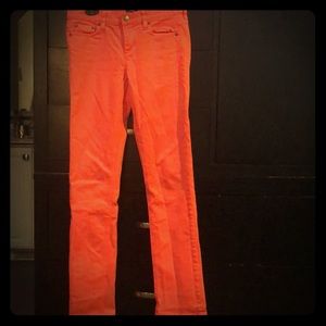 Coral J Crew Matchstick jeans